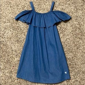 denim off the shoulder dress